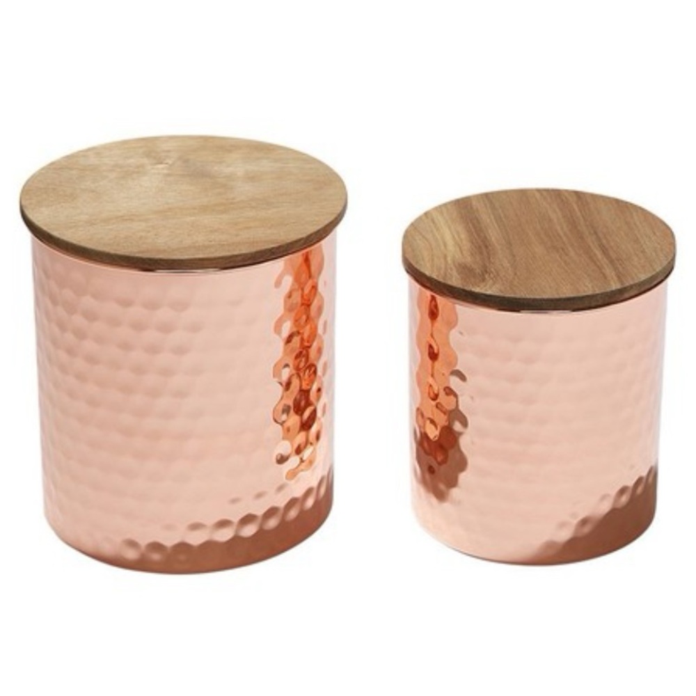 Uncommon James Copper and Wood Storage Canisters